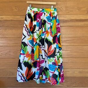 Vintage Tanner 80s tropical abstract colorful print maxi skirt